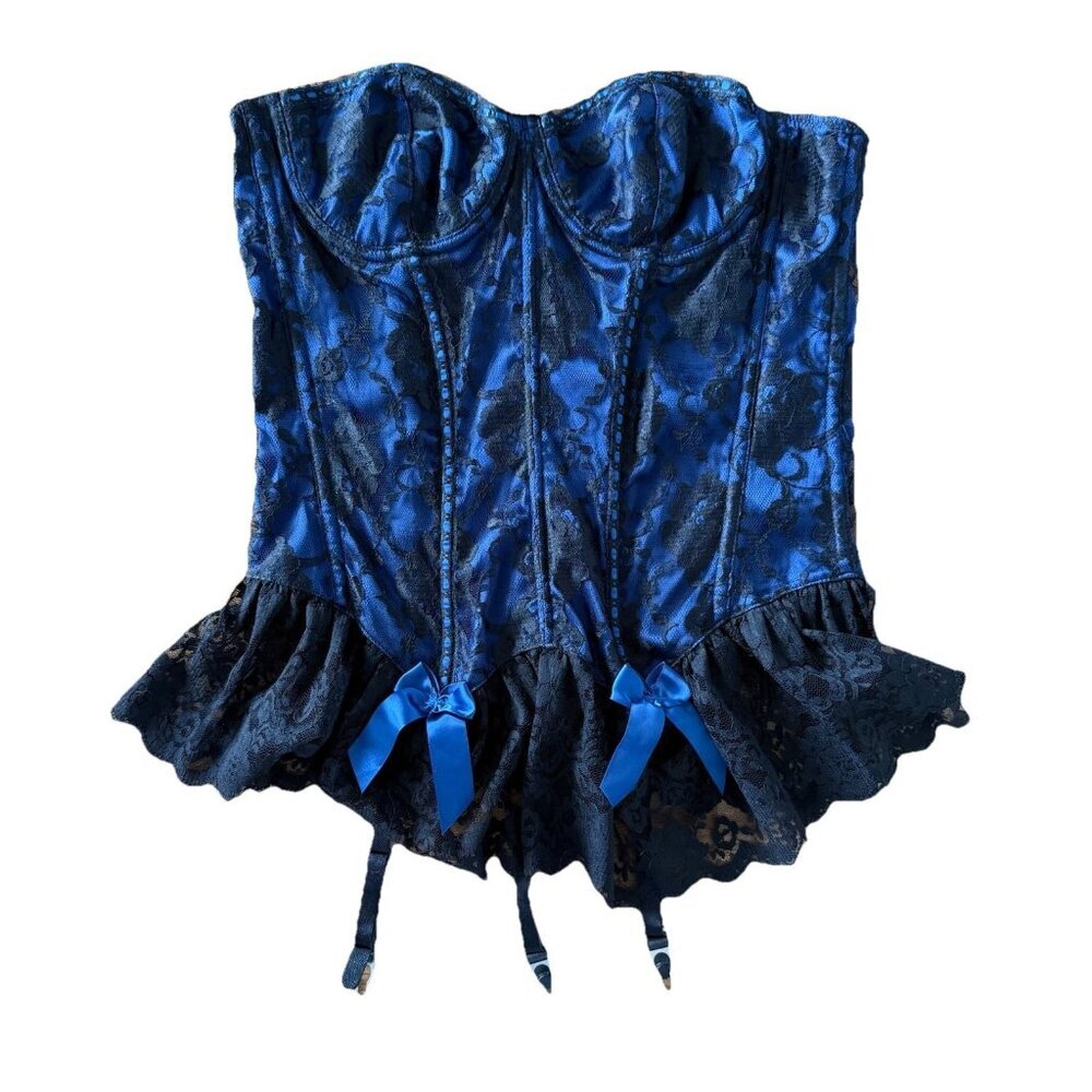 Vintage Fredrick’s Womens Whimsigoth Floral Corset Top‎ Sz 36 Dark Coquette Y2K